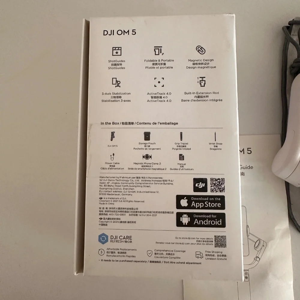 DJI OM 5 Smartphone Gimbal Stabilizer White Built-In Extension Rod